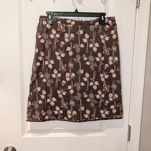 Old Navy Floral Brown & Pink Lightweight Skirt Mid 2000's